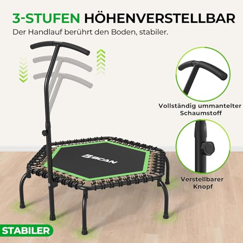 BCAN Fitness-Trampolin 122 cm mit T-Griff bis 250 kg