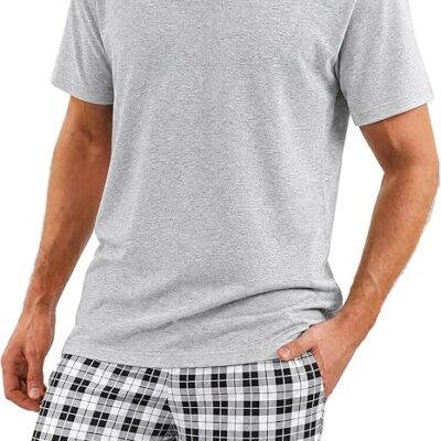 Bresdk Herren Pyjama Set Kurz Baumwolle – Sommerliche Nachtwäsche